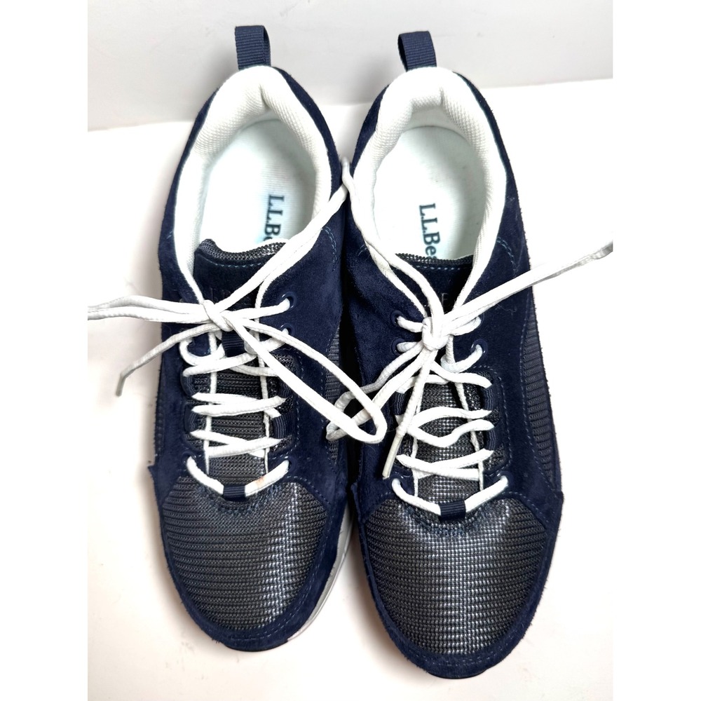 LL Bean Womens Navy Blue Suede Mesh Walking Shoes Sneakers Size 8 Med Athletic - Picture 3 of 7